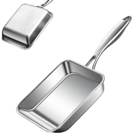 LearnLyrics Sartenes y sartenes, sartenes antiadherentes Sartén antiadherente de acero inoxidable de 3 grosores, sartén pequeña de cocina, sartén de hierro profundo, 19x16x4 cm/7,48x6,3x1,57 pulgadas