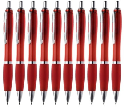 WPRO 50 Kugelschreiber Anton in Rot | blaue austauschbare Mine | ergonomischer dicker Griff | rutschfeste Griffzone | Hochwertig | Premium