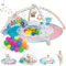 WHDJSPIN® Baby Play Mat, Large Baby Play Gym with Music Piano and Rattles, Thicken Playmats & Floor Gyms for 0-36 Months Newborn Babies Activity Mat Infants Sound Toys Baby Gift, Blue Pink-Round