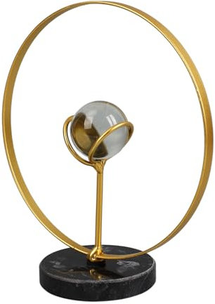 Fictory Elegante adorno de mesa, marco geométrico de hierro, bola de cristal sintético vibrante, centro de mesa ideal para el hogar u oficina, opción, duradero y fácil de instalar