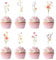 36PCS Wildflower Birthday Party Decorations Cupcake Toppers Baby Shower Cake Decor Flower Cupcake Toppers Girls Wildflower for Women Bridal Shower Wedding Party Decoration
