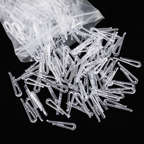 Lot de 500 pinces crocodiles en plastique transparent en forme de U avec dents pour vêtements, vêtements, chemises, pantalons, chaussettes, cravates, tissus