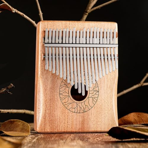 Kalimba-Finger mit 21 Tasten aus Massivholz mit Stimmhammer und Liederbuch zum einfachen Lernen (Holz)