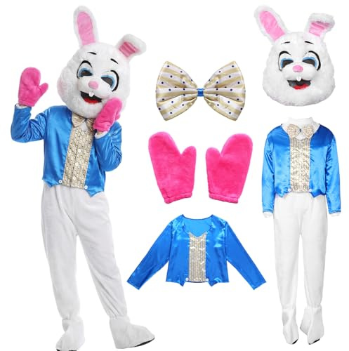 Raveparty Osterhasen Kostüm Erwachsene, Hasenkostüm Erwachsene, Hasenkostüm, Maskottchen Kostüm, für Cosplay, Karneval Party