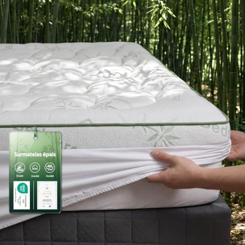 BEDSURE Matratzen Topper 160x200 cm - Matratzenschoner für bis 40 cm Höhe | Matratzenauflage 580GSM Atmungsaktiv Öko-Tex 100 Allergiker Geeignet bei Rückenschmerzen rutschfest