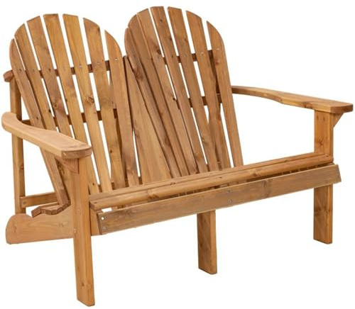 Doppel Adirondack Stuhl Holz , wetterfest imprägniert, belastbar bis 220 kg | SG SiestaGarden, Massiver 2-Sitzer Gartenstuhl aus skandinavischer Kiefe, ergonomische hohe Rückenlehne, einfache Montage