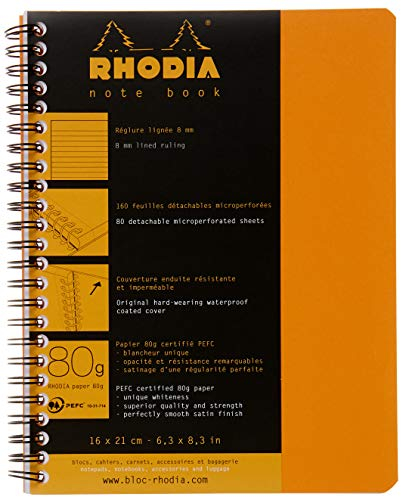 Rhodia 193468C Notizbuch (liniert, ideal für Ihre Notizen, DIN A5, 14,8 x 21 cm, 80 Blatt) 1 Stück orange