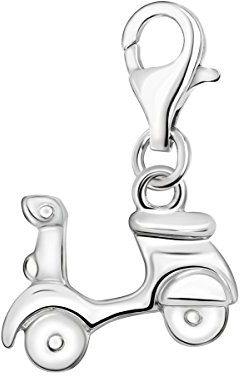 Quiges Charm Anhänger 3D Scooter Roller 925 Silber mit Karabinerverschluss für Bettelarmband