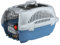 Ferplast Transportbox für Haustiere Hundebox für kleine Hunde und Katzen Atlas Deluxe 10 Open, Transportbox für Haustiere, Vorder-Obentür, Kissen und Napf inklusive 34 x 51 x 30 cm, blau
