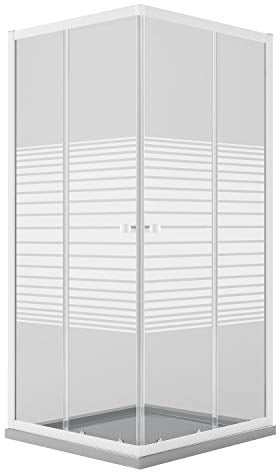 Idralite Cabine de Douche Blanche Carré 90x90 CM H185 Verre Sérigraphié Mod. Blanc