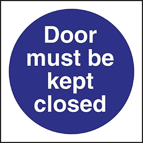 Vogue Door Must Be Kept Closed Sign - 100x100mm 4x4 (Self-Adhesive) | Clear safety messaging for catering environments and busy hospitality venues helps enforce workplace security protocols.