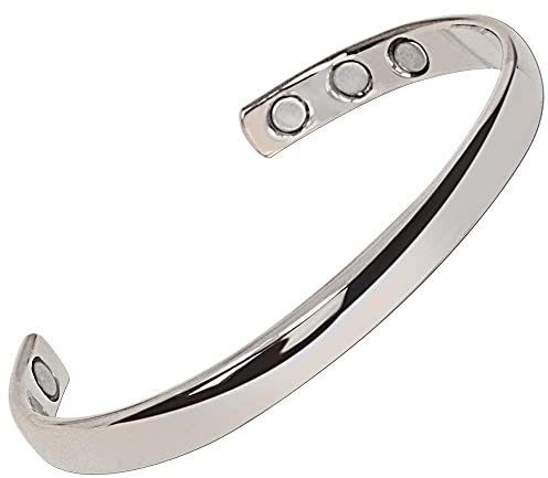 MnB Magnetics Copper Magnetic Bracelet with a Silver Finish for Men & Women - Extra Strong Magnets