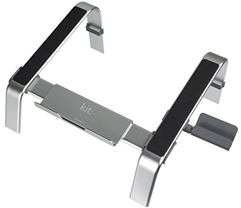 Kit Premium Solid Aluminium Laptop/Notebook Desk Holder with Legs Compatible with Macbook Air, Macbook Pro and other Laptops from 11 to 15- Silver