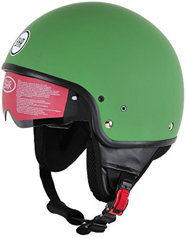 BHR Motorrad Helm 802 Demi-Typ mit Visier Versenkbare,matt grün, M (57 cm)
