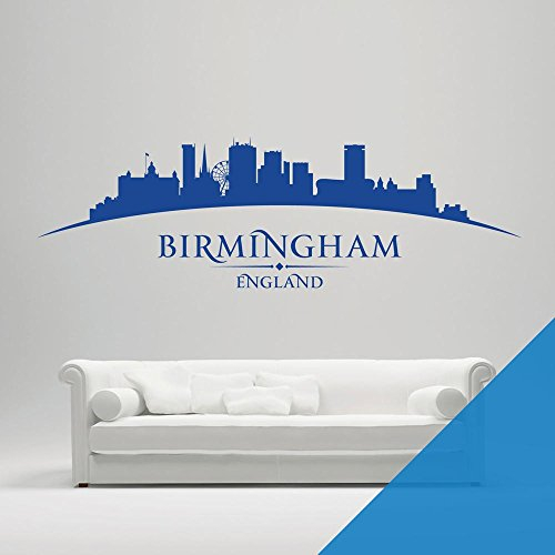 Birmingham England City Skyline – Kathedrale / Museum / Kunstgalerie / Selfridges – Schlafzimmer / Wohnzimmer, Schild Vinyl, ocean, Large (1200mm wide)