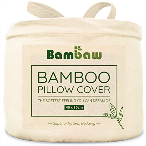 Bambaw Kopfkissenbezug Bambus 40x80 cm, 2-er Pack, Anti Allergie Bettwäsche, kühlender Kissenbezug Sommer, Bettwäsche Anti schwitzen, haarschonender Kissenbezug Bambus 40 x 80 cm (Elfenbein)