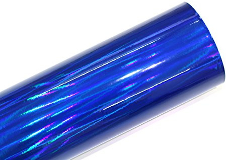 Finest Folia Laser Hologramm Chrom Auto Car Wrapping Folie mit Luftkanälen Holographic Selbstklebend Blasenfrei (Blau, 50 x 152cm)