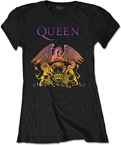 Rockoff Trade Queen Gradient Crest T-Shirt, Nero (Black Black), 40 (Taglia Produttore: Small) Donna