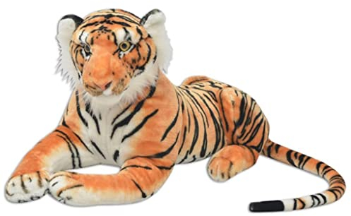 vidaXL Plüschtiger Tiger Stofftier Plüschtier Plüsch Kuscheltier Kind Braun XXL