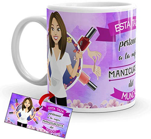 Kembilove Taza de Café de la Mejor Manicurista del Mundo – Taza de Desayuno para la Oficina – Taza de Café y Té para Profesionales – Taza de Cerámica Impresa – Tazas de 350 ml para Manicuristas