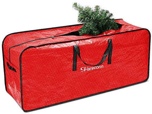 SHareconn Christmas Tree Storage Bag 9Ft, Strong & Durable High Grade Waterproof Storage Bag, Ideal for Up to 9 Ft Tall Xmas Trees and other Christmas Decorations, Red