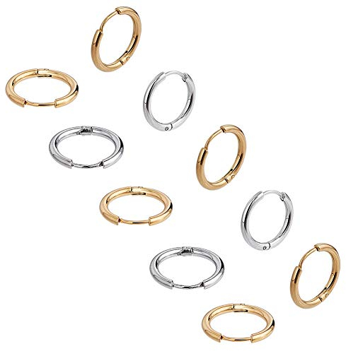 UNICRAFTALE 8 Paar 16 mm Huggie Creolen Edelstahl DIY Ohrringe Zubehör 0.7mm Pin Ohrring Haken Golde Edelstahl Farbe Ohrringe Selber Machen Set Für Damen DIY Ohrringe Schmuckherstellung