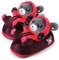 corimori - Ember der Punk Teddy Plüsch-Hausschuhe Gothic Teddybär mit Hoodie und Tunneln EU Einheitsgröße 34-44 (Grau / Rot)