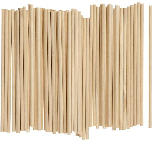 Palillos redondos de madera, 15 cm x 4 mm, 100 unidades