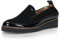 WOJAS Damen Loafers Lackleder und Veloursleder Damenschuhe Slipper Schlupfschuhe Lack Flach Plateau Sneaker – Schwarz, 46008-71, Gr. 40