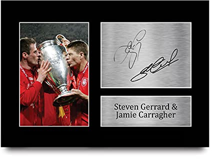HWC Trading A4 Steven Gerrard & Jamie Carragher Liverpool Gifts Printed Signed Autograph Picture for Fans and Supporters - A4