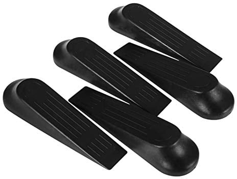 5pcs Home Safe Black Plastic Door Stopper Block Wedges Non-Slip Buffers Holder Baby Guard Door Safe Guard