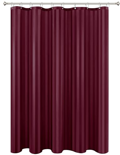 Biscaynebay Rideau de douche en tissu imperméable à rayures damassées - Lavable en machine - Bordeaux - 183 x 183 cm