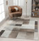 the carpet Monde Moderner Designer Wohnzimmer Teppich, Weicher Kurzflor, Hoch Tief Effekt, Konturenschnitt, Zeitloses Design, Meliert, Kariertes Muster, Grau-Braun, 200 x 290 cm