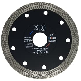2.0,Disque Diamant 115mm, Extra fin 1,2mm, Modèle X, Lame Diamantée Professionnelle de Qualité Supérieure pour Carrelage, Faïence, Marbre, Béton,Travertin,Terrazo,Tomette,Porcelaine et Céramique