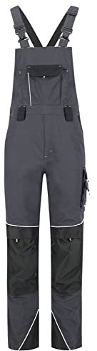 BWOLF Brave Latzhose Herren Arbeitshose Schutz-Latzhose mit Kniepolster-Taschen verstärkt mit 600D Polyester (Grau1, 4XL)