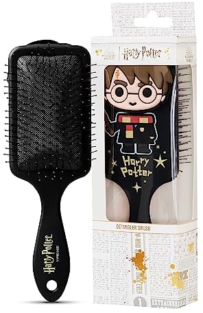Harry Potter Haarbürste, Chibi-Style Harry Potter Hair Brush, No-Pull Entwirrbürste mit luftgepolstertem Paddel & sanften Borsten, Harry Potter Geschenke für Frauen, Schwarz