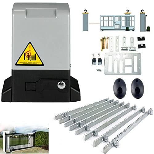 ECUTEE 550W Electric Sliding Gate Opener 1200KG Automatic Sliding Gate Drive, Automatic Door Opener Motor Driveway Security Kit, with 2 Infrared Sensors and 4m Racks