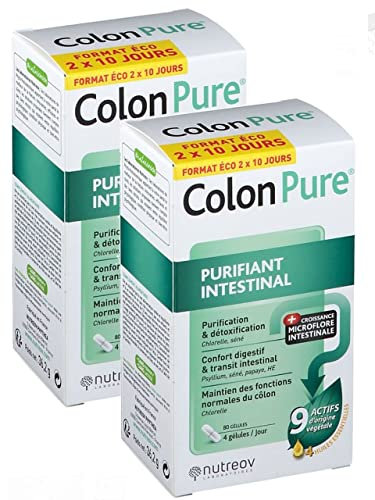 Nutreov Colon Pure 80 gélules PURIFIANT INTESTINAL - Lot de 2 Boites de 80 Gélules