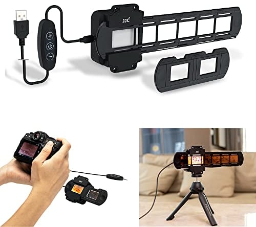 JJC Adattatore per Digitalizzazione di Pellicole con Set di luci a LED Converti Pellicola Negativa da 35 mm e Diapositiva in JPEG Digitale, Lampada LED USB a 10 Livelli di Luminosità