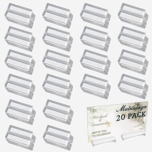 Mutualsign Lot de 20 porte-cartes de table en acrylique transparent avec fente pour carte pour message/nom/menu/numéros, acrylique transparent
