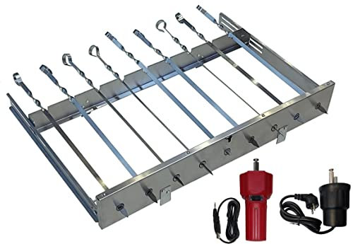 Neu walexo Spießdreher (universell), incl. 9 Edelstahlspieße mit verschiedenen Motoren (mit E-Motor 230V/50H/4W + 5V USB-Motor)