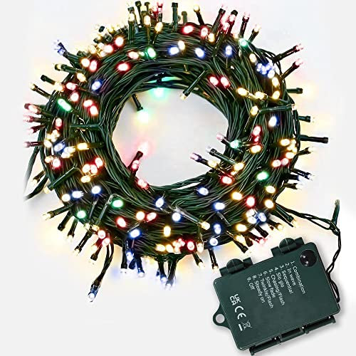 ASAB Battery Operated LED Lights | 50 LED Outdoor Decoration Lights | Waterproof Battery Box | 8 Flashing Modes | Indoor Outdoor Fairy Lights | Christmas Wedding Festive Decoration - Multicoloured