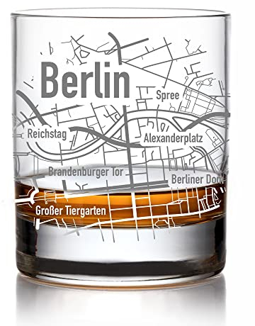 AMAVEL Whiskyglas Mit Gravur der Berlin Stadtkarte - Tumbler Glas, Whisky Zubehör, Souvenir, Geschenk für Männer
