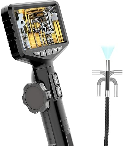 KAISAL 210° Bidirektional Drehbare Endoskopkamera 6,35mm Ultradünn Endoskopkamera mit Einstellbarem Licht 5 Zoll 1080 HD Bildschirm Inspektionskamera Endoskop Kamera IP67 wasserdichte Rohrkamera