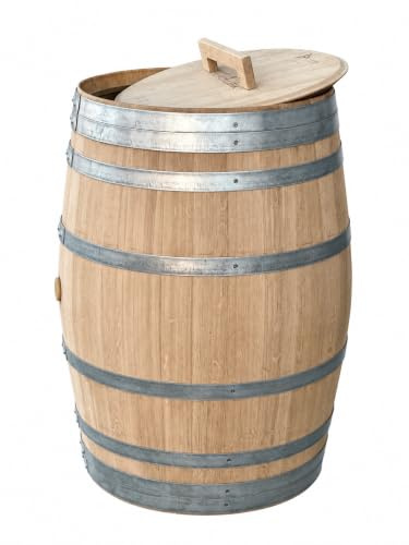 Fass-Schmiede Regentonne Regenfass Weinfass Holzfass Tonne (225 Liter ohne Hahn, natur)