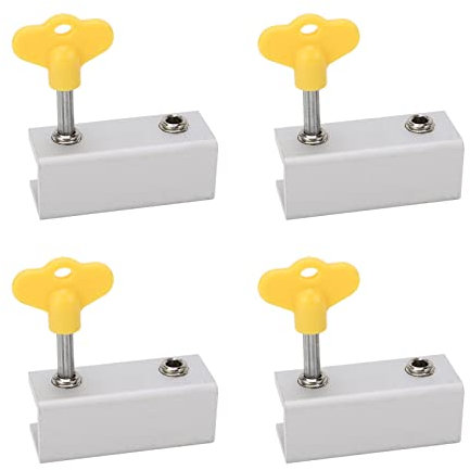 Juego de 4 Topes de Ventana Corredera Seguridad Cerradura Ajustable con Llave para Ventanas Verticales y Horizontales