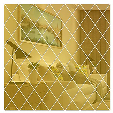 BYNYXI 3D Diamant Spiegel Wandaufkleber, 50cmx50cm Spiegel Oberfläche Hintergrund Aufkleber DIY Dreiecke Mirror Wall Sticker Abnehmbare Wandspiegel Acryl Aufkleber für Zuhause Wohnzimmer Schlafzimmer