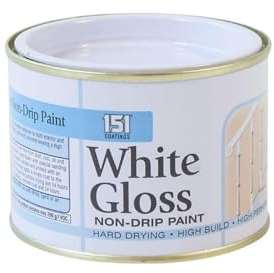 PEBBLE HUG 1x 180 ml White Gloss Paint 151 Coatings Non-Drip Paint Tin for Interior, Exterior, Wood, Metal Paint Work, Hard Drying, Hard Built, Easy To Use