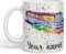 Vixar Personalised with Your Text Narrowboat Canal Boat Watercolour Art Coloured Ceramic Mug Cup Gift 330ml 11oz Custom Work Office Tea Coffee (White)