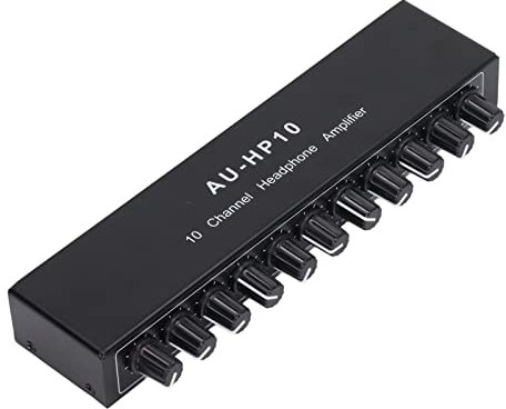 10 Channel Headphone Amplifier, 1 Input 10 Output Stereo Audio Splitter with Independent Control Audio Amplifier for Musicians DJs and Audio Professionals